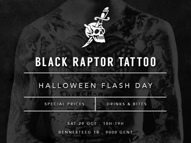 Black Raptor Tattoo Halloween Flash day 2022